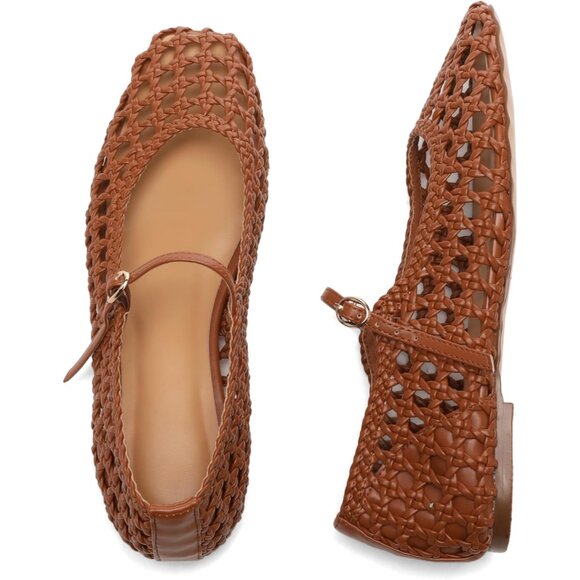 Woven Mesh Ballerina Flats with Secure Buckle Strap - Versatile for Any Occasion - Picture 6 of 6